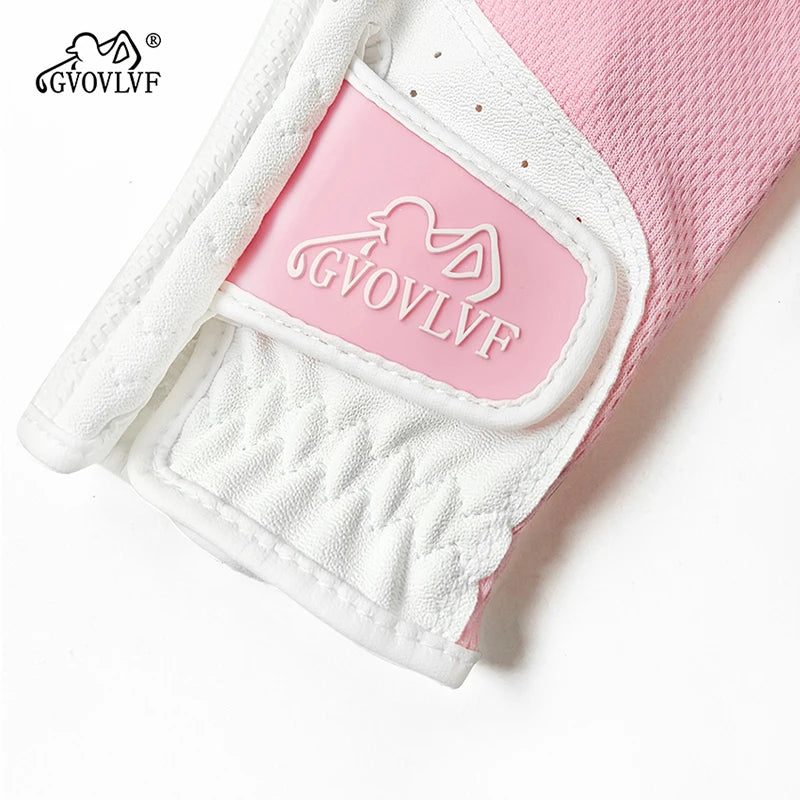 GVOVLVF1 Pair Golf Gloves for Women Half 1/3 Finger Soft Leather Breathable for Better Grip and Club Control Fit Ladies Girls