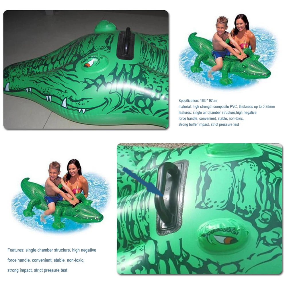 Inflatable Swimming Pool Water Toy Crocodile Water Ride Toys Summer Pool Beach Floating Inflatable Alligator Seat