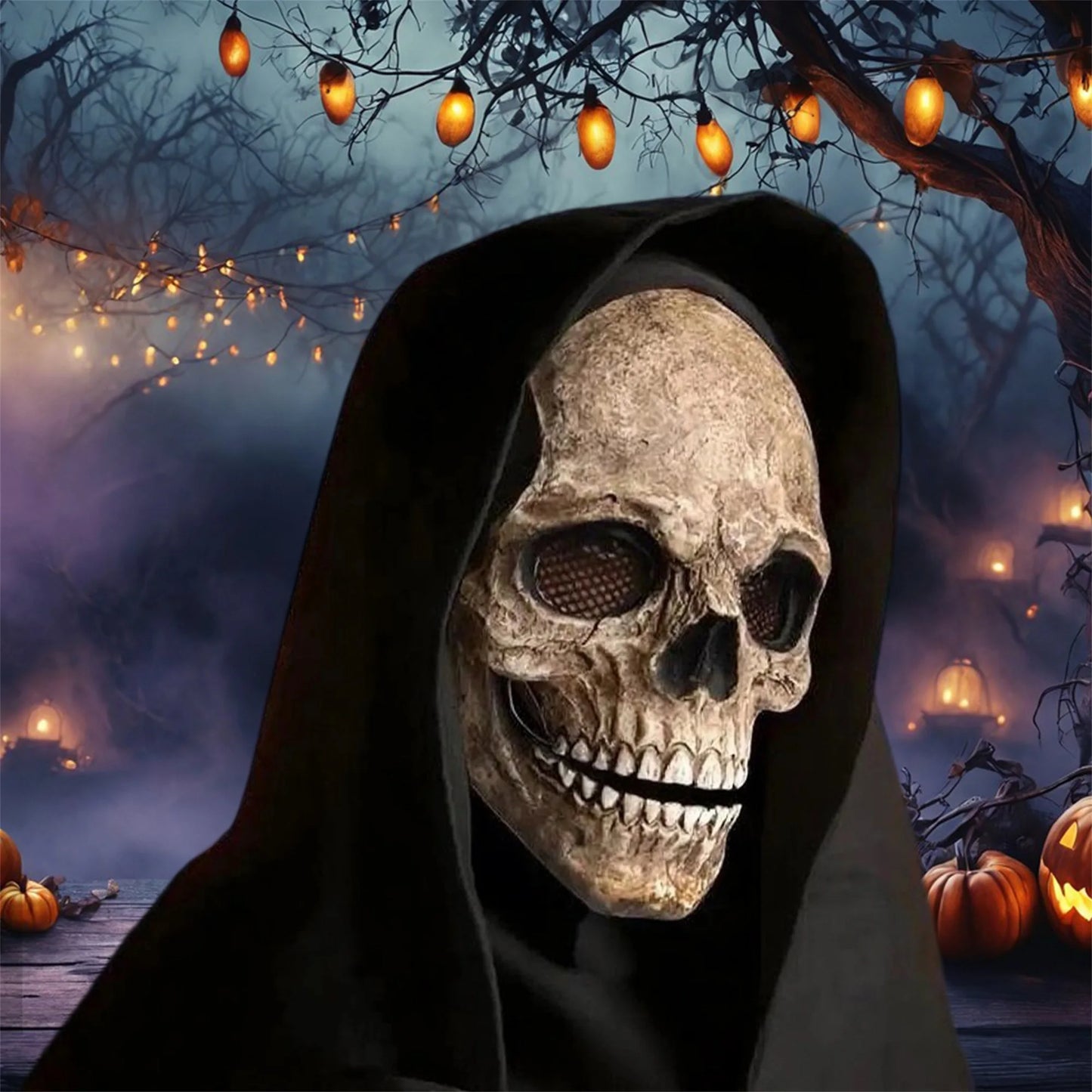 Spooky Skeleton Mask With Articulated Jaw Halloween Costume Accessory for Teens and Adults