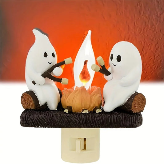 Halloween Ghost Bonfire Twinkling Night Light, 3D LED Campfire Night Light, Halloween Interior Decoration, Room Cute Decoration