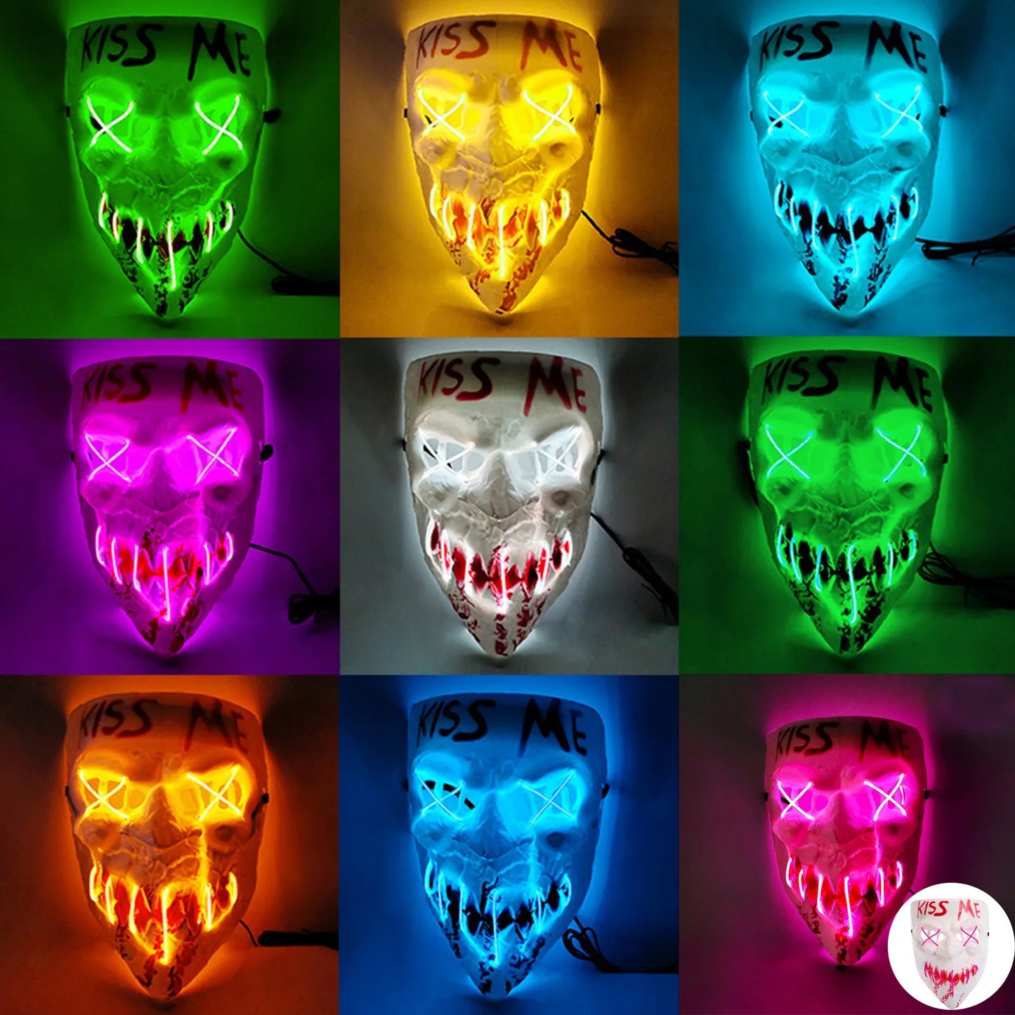 Luminous Mask Mask Dance Cold Light LED Mask Scary Mask for Festival Cosplay Halloween Costume Masquerade Parties,Carnival,Gift