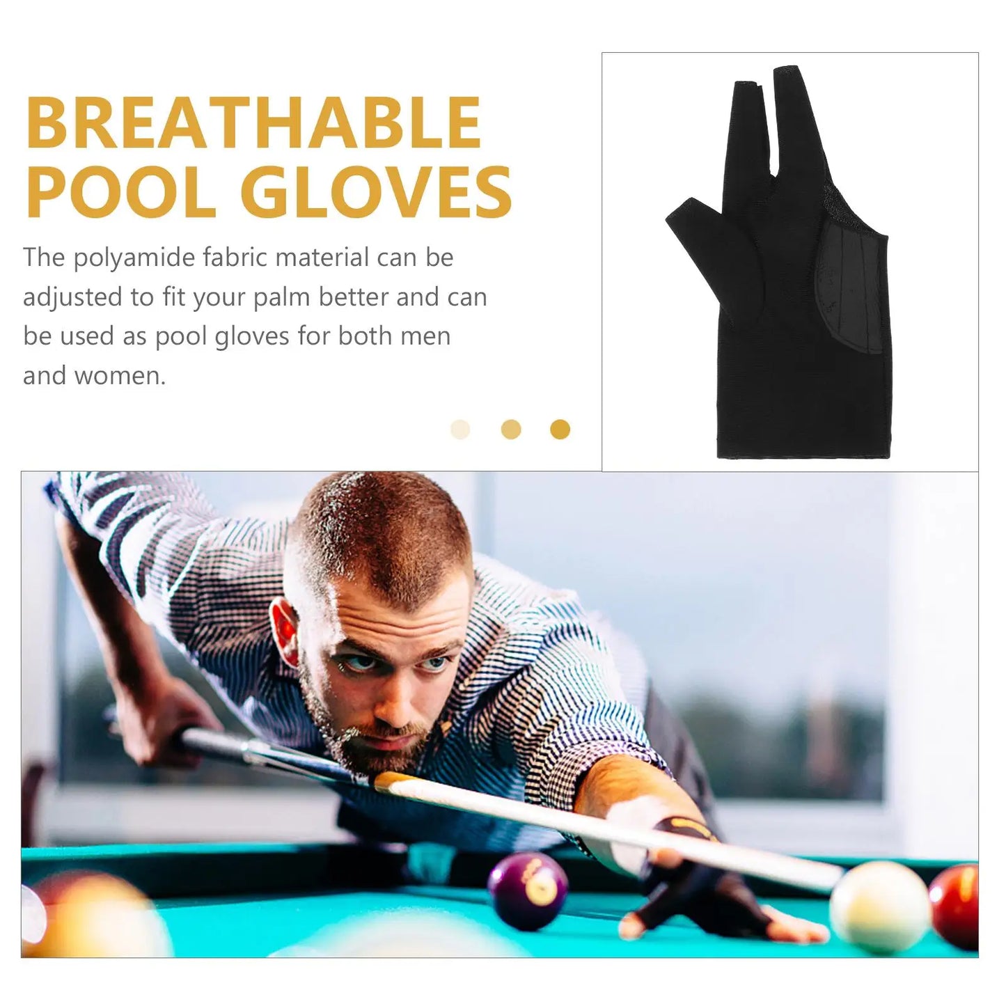 2Pcs Pool Gloves Left H Black Sp Ex Billiard Accessories for Men Women High Elasticity Table Tennis Snooker Glove