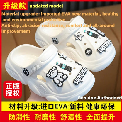 Infant Shoes Flip Flops for Children's Mules Baby Slippers Clogs Wear Hole Sole Kids Boys Sandals Summer Beach Platform Soft Diy