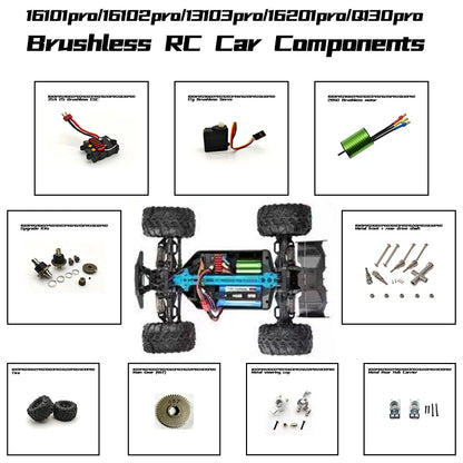 RC Cars Parts 16101pro/16102pro/16103pro/16201pro Upgraded Version Brushless Motor, Servo, ESC, Metal Accessories