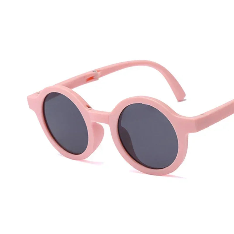 Classic Ins Folding Sunglasses Children Brand Designer Pink Round Frame Sun Glasses Girls Boys Lentes UV400 Gafas Sol Mujer