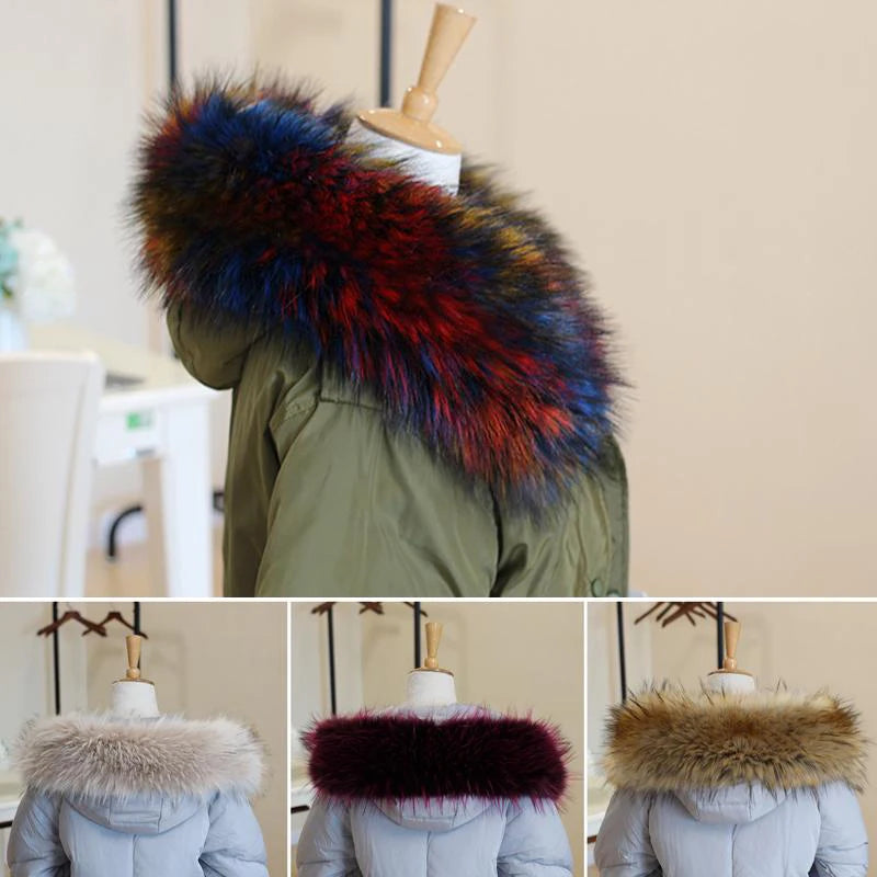 Women Faux Fur Collar Scarf Winter Warm Thick Imitation Fur Shawl Collar Plush Fluffy Neck Warmer Scarves Coat Accessories