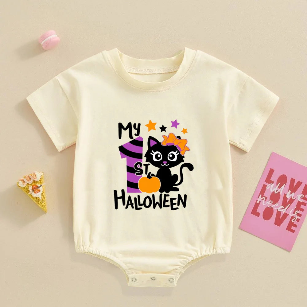 My First Halloween Print Baby Bubbles Romper Halloween Party Infant Outfit Bodysuit Newborn Large Jumpsuit Newborn Retro Clothes