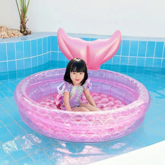 New Mermaids Inflatable Pool Bathing Kids Summer Home Outdoor Swimming Pool Inflatable Square Swimming Pool for Kids Gifts Girl
