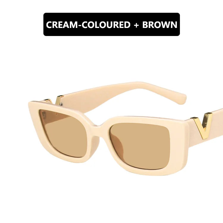 Retro Cat Eye Rectangle Sunglasses Women 2025 Trendy Vintage Designer v Sun Glasses  Eyewear Woman UV400 Lentes De Sol Mujer