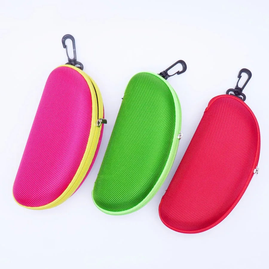 KLASSNUM Portable EVA Glasses Case With Carabiner Hook Colorful Sunglasses Hard Case Zipper Eyeglasses Protector Box Holder New