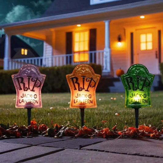 3-Pack Artificial Tombstone Decorations - Halloween Cemetery Grave Stones With Realistic Details, Weather-Resistant Outdoor