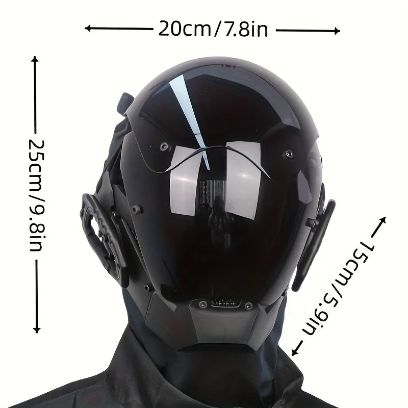 Black Cyberpunk Mask Cosplay for Halloween, Stylish and Mechanical, Perfect for Real-Life CS Combat.