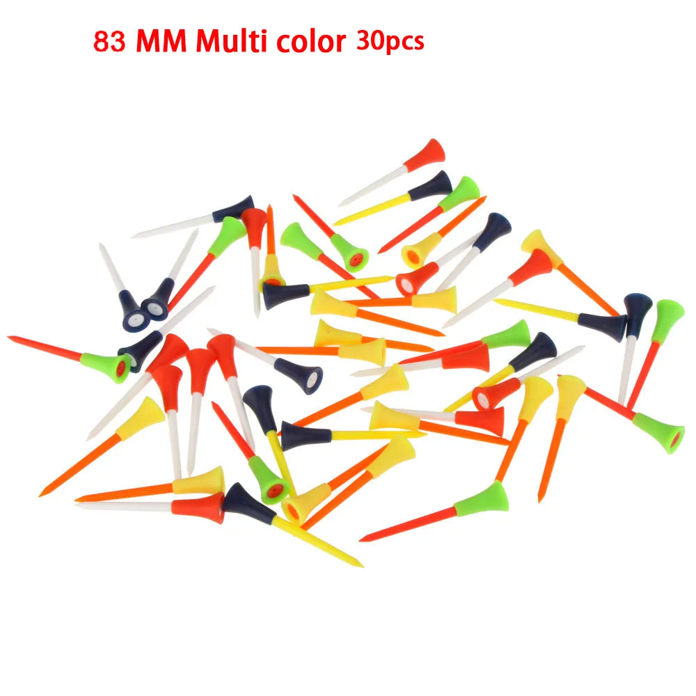 30/100 Pcs Plastic Golf Tees Multi Color 8.3CM 72mm 54mm Durable Rubber Cushion Top Golf Tee Golf Accessories for Golf Sprot New