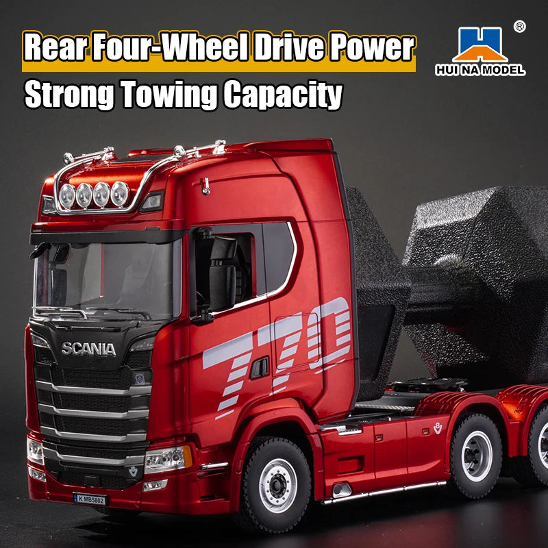 Huina Scania 770s 1:18 Scale RC Tractor Alloy Model Full Proportional Throttle 4WD 19 Channel Remote Control Car Toy for Kids