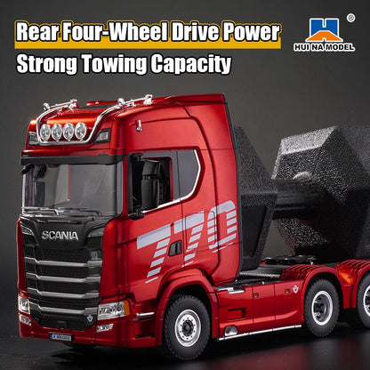 Huina Scania 770s 1:18 Scale RC Tractor Alloy Model Full Proportional Throttle 4WD 19 Channel Remote Control Car Toy for Kids