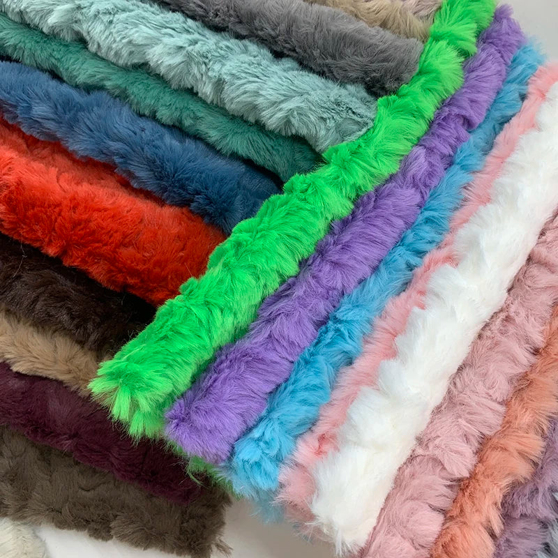 25x45cm Embossed Microfiber Plush Faux Fur Furry Fabric Soft Imitation Rabbit Fur DIY Doll Garment Coat Jacket Sewing Material
