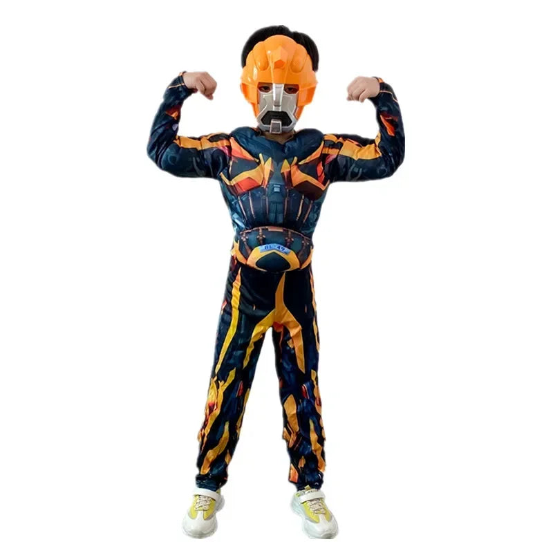 Children Superhero Role Playing Costume Movie Character Transformer Robot Fantasy Muscle Costume Boys Girls Halloween Mask Jumps