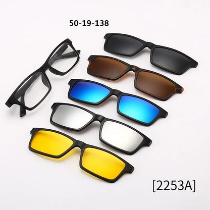 6 in 1 Custom Men Women Polarized Optical Magnetic Sunglasse Magnet Clip on Sunglasses Polarization Clip on Sun Glasses Frame