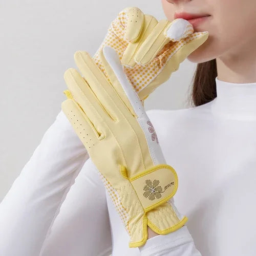 New Purple Golf Gloves Women Left and Right Hands Anti Slip Wear Resistant Breathable Gloves One Pair Golf Accessories