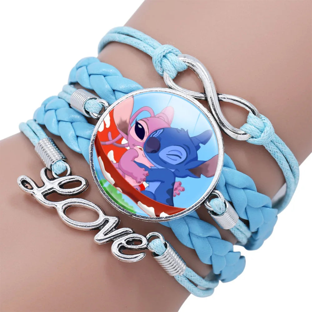 Disney Stitch Bracelet Cartoon Lilo & Stitch Anime Figures Print Cute Wristand Present Kids Toys Girls Christmas Party Gift Toy