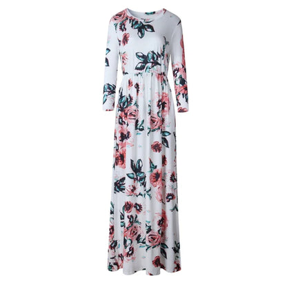 Women Summer Floral Print Maxi Dress 2024 LOOSE White Boho Beach Dress Women Vintage Evening Party Long Dress Vestidos Female