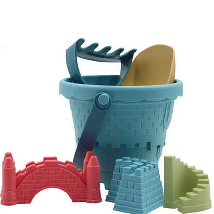 6PCS Beach Toys Beach Castle Bucket Shovel Rake Mold Digging Sand Kit Parent-Children Interactive Summer Outdoor Toys for Kids