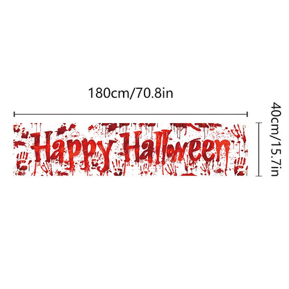 Happy Halloween Banners for Outside Decor Bloody Handprint Yard Sign Halloween Decorations Outdoor Banner Happy Halloween Banner