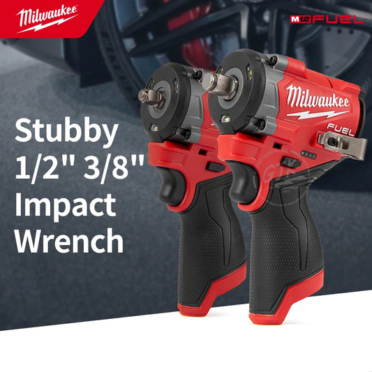 Milwaukee M12 FIW2F12 2563-20 M12 FIW2F38 2562-20 M12 FUEL 12V 1/2" 3/8" Stubby Impact Wrench - Bare Tool