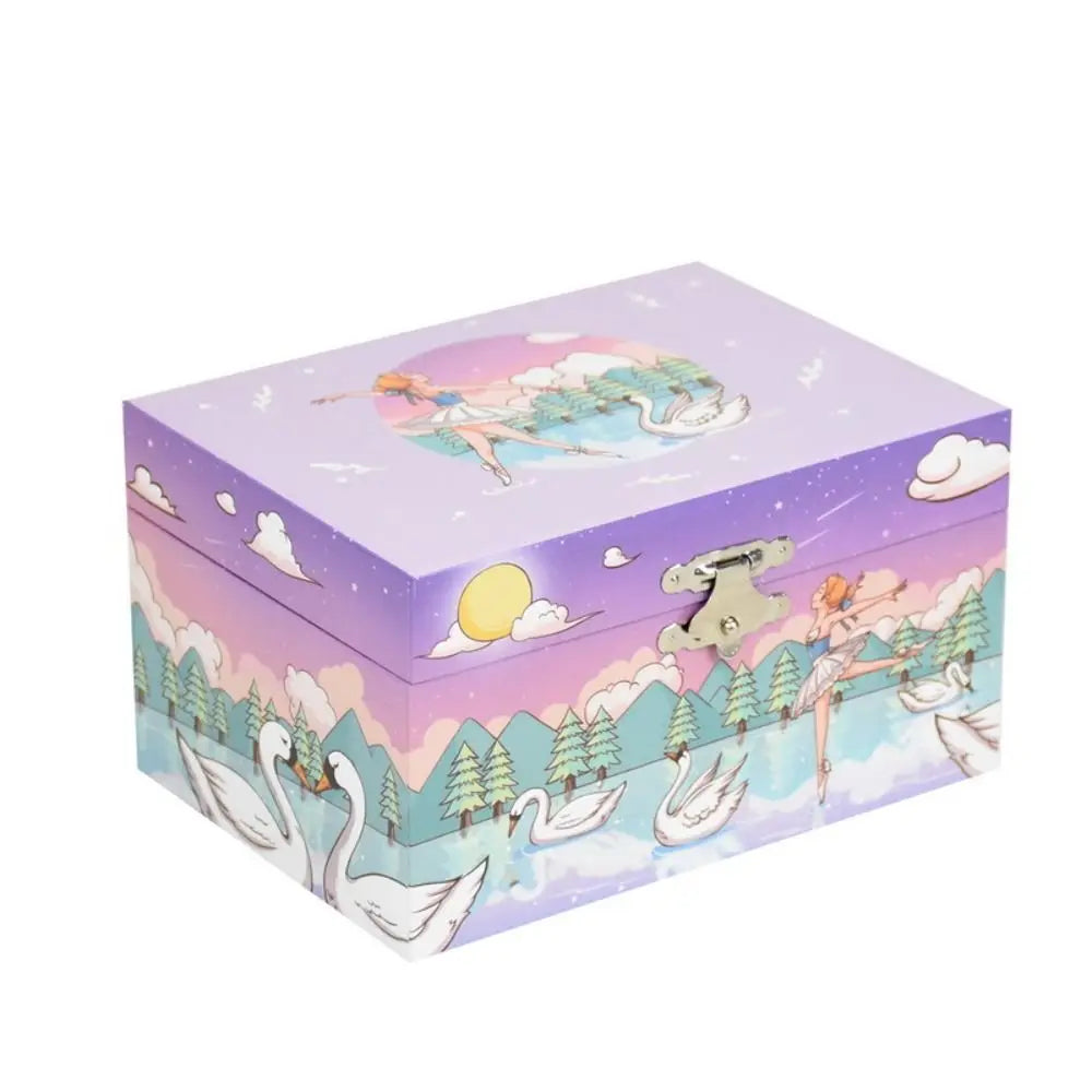 Rotating Girl Music Box Musical Jewelry Box With Mirror and Drawer Wooden Ballerina Music Box Christmas Birthday Gift for Girls