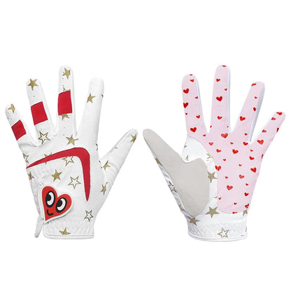 Children's Golf Gloves Deerskin Golf Gloves Kid Youth Breathable Fiber Layer Soft Comfortable Anti-Slip Outdoor Training Present