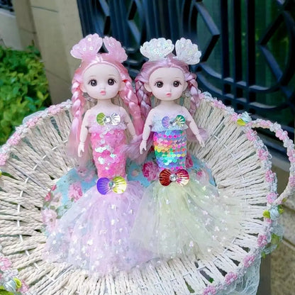 24cm Bjd Sequin Mermaid Doll Joints Movable Fashion Clothes Wedding Dress Costume Clothes Girl Princess Play House Toy Gift