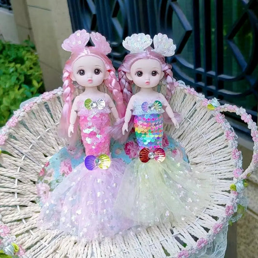 24cm Bjd Sequin Mermaid Doll Joints Movable Fashion Clothes Wedding Dress Costume Clothes Girl Princess Play House Toy Gift