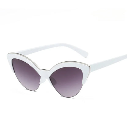 Vintage White Cat Eye Sun Glasses for Women Vintage New Fashion Small Half Frame Eyewear Trending Travel Sexy Woman Sunglasses