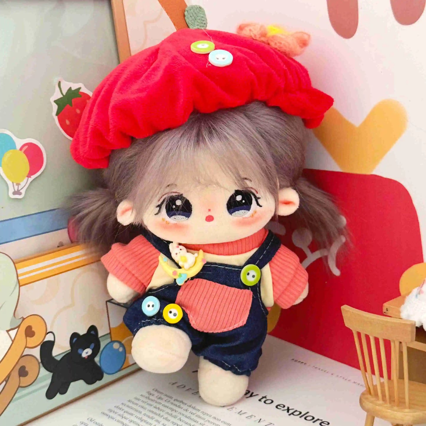 20cm Kawaii Plush Cotton Doll Anime Stuffed Idol Doll Outfit Baby Plushies Toys Star Dolls Action Figure Dress Girls Kids Gifts