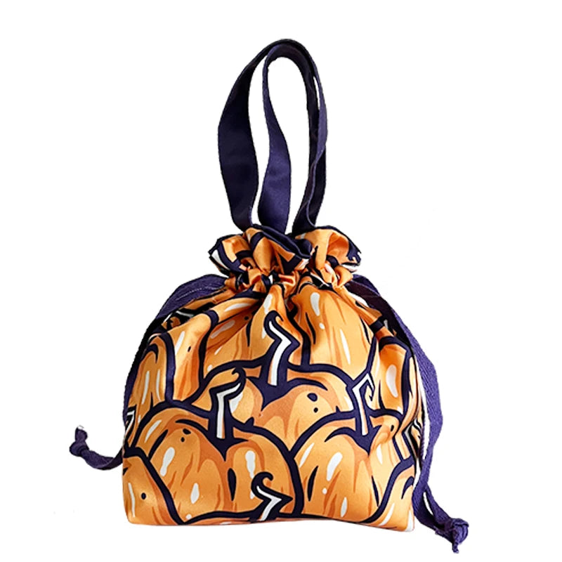VIKAMA 12-Piece Halloween Gift Bags - Halloween Hand-Held Candy Bags - Satin Drawstring Bags Suitable for Festivals