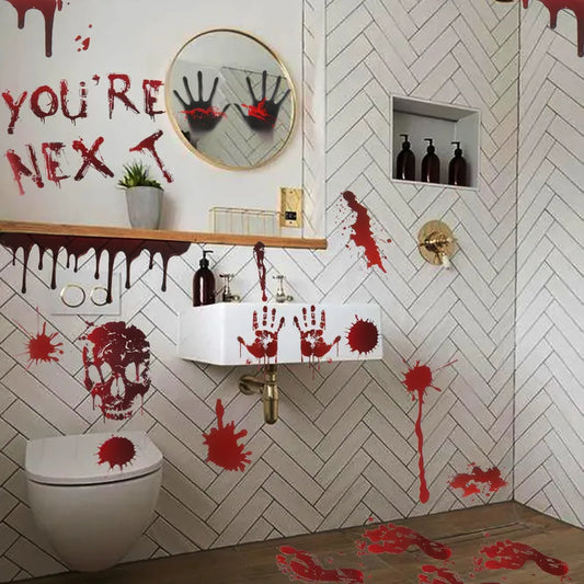 Halloween Decorations Terror Bloody Handprint Footprint Window Stickers Halloween Party Wall Decal Stickers Floor Clings Props