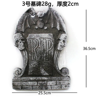 D2 4Pcs/Set Halloween Decoration Outdoor Graveyard Tombstones Halloween Decor Yard Signs Realistic Scary Skeleton RIP Gravestone