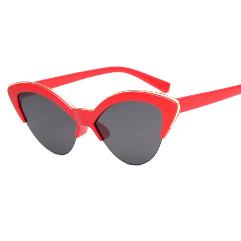 Vintage White Cat Eye Sun Glasses for Women Vintage New Fashion Small Half Frame Eyewear Trending Travel Sexy Woman Sunglasses