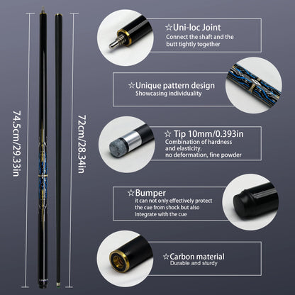 Professional  Chinese Snooker Pool Cue Stick 10mm Carbon Fiber Blue Mechanical Ideal for Competitive Gifts Billiards Accessories