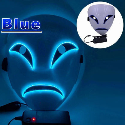 Weird LED Halloween Clown Luminous Mask, Full Color Selection, Crying and Smiling Clown, Weird and Scary, Group Costume