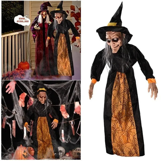 1Pc Halloween Witch Ghost Decor Horror Pendant Glowing Prank Props Electric Toys Haunted House Bar Club Home Festival Decoration