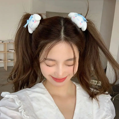 Sanrio Kawaii Cinnamoroll Fashion Cute Trendy Hair Rope Rubber Bands Scrunchie Headband Elastic Hair Bands Plush Hair Circle