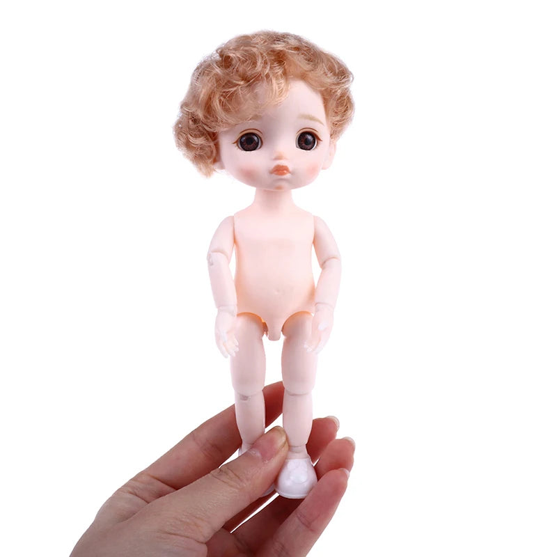 16cm Naked Body Mini 13 Movable Jointed Dolls Curly Hair Naked Body Doll DIY Toy Boy Dolls With Shoes for Children Birthday Gift