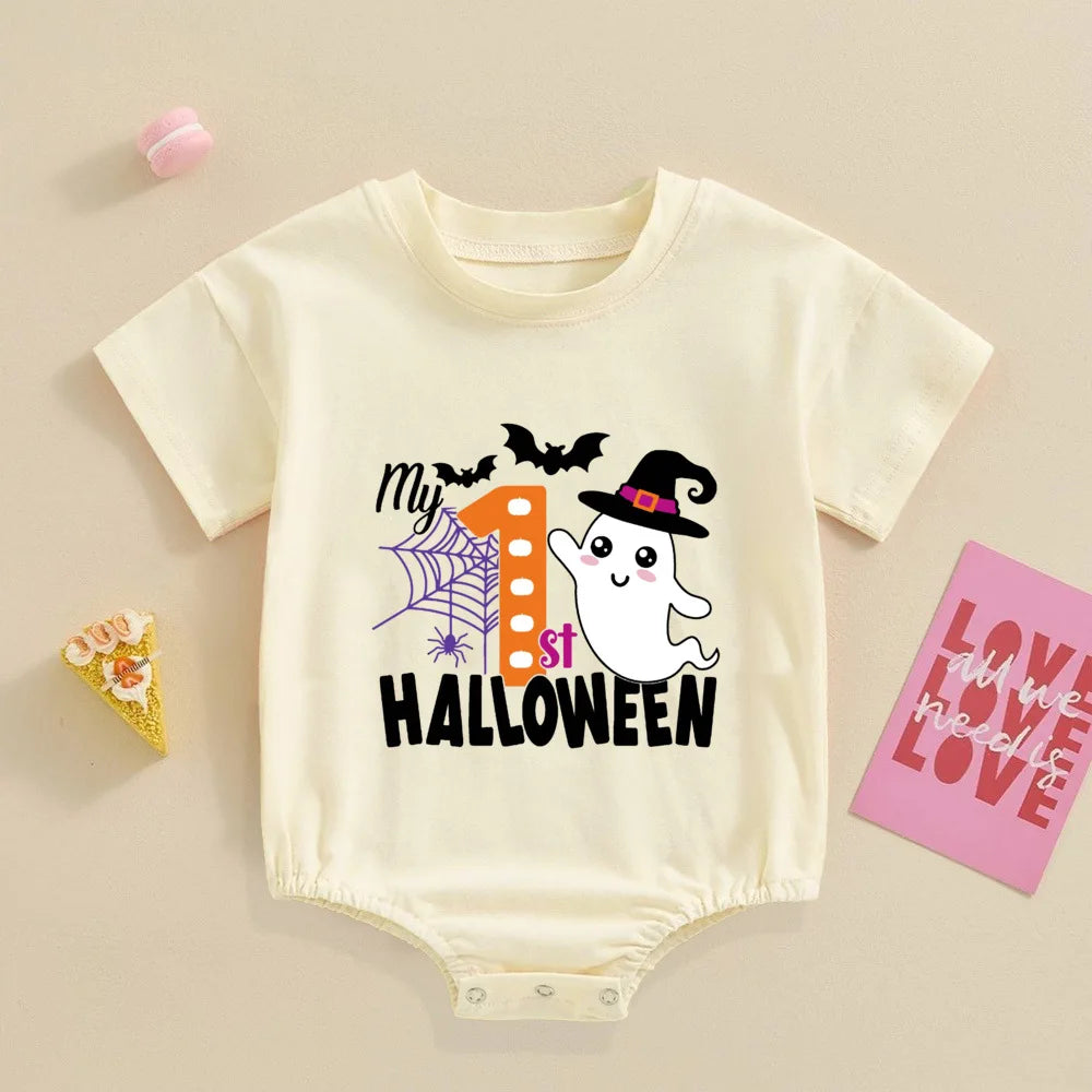 My First Halloween Print Baby Bubbles Romper Halloween Party Infant Outfit Bodysuit Newborn Large Jumpsuit Newborn Retro Clothes