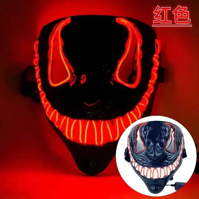 2024 Halloween Neon VenomMask European and American Movies Horror Funny Full Face LED Mask Color Cosplay Costume Supplies