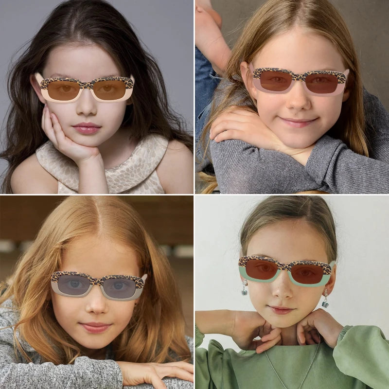 Children Cute Vintage Frosted Rectangle UV400 Sunglasses Outdoor Girls Boys Sweet Sunglasses Protection Classic Kids Sunglasses