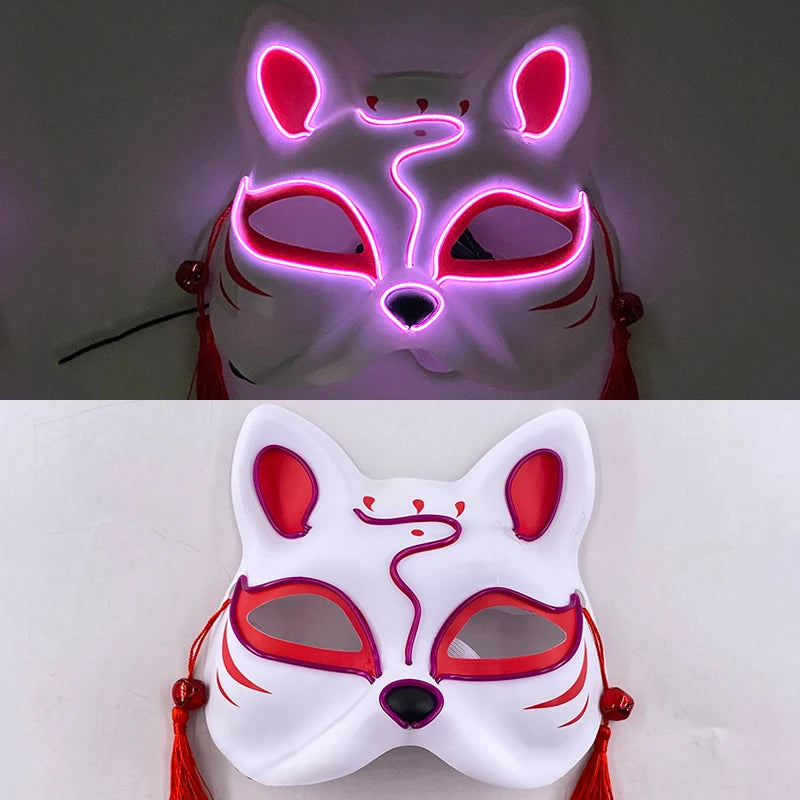 New Halloween Horror Party Mask Cosplay Movie Mask Neon LED Luminous Mask EL Cold Light Fluorescent Mask Masquerade Décor
