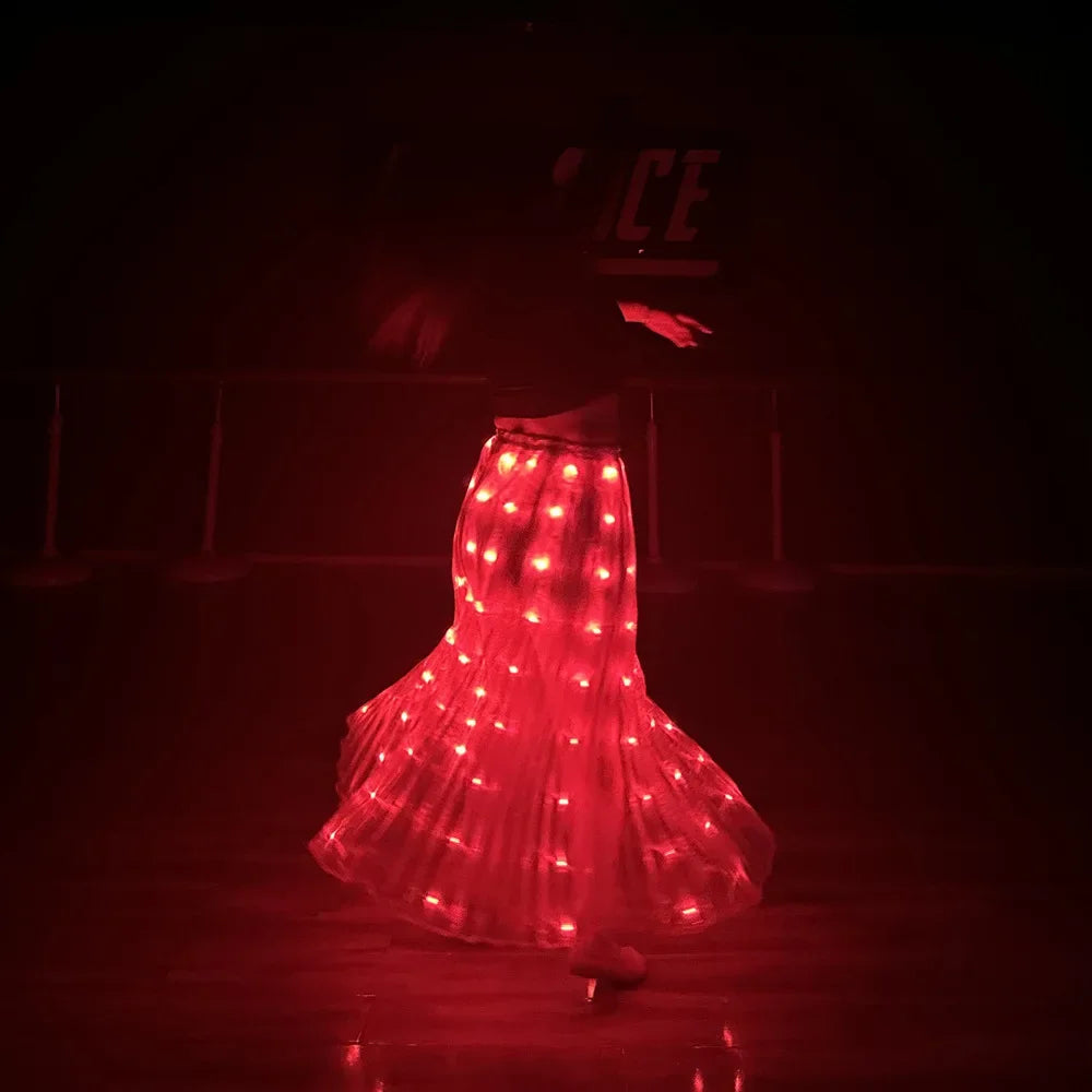 Light Up Skirt for Women LED Long Tutu for Girls Glow Dance Performance Outfits Rave Clothes Halloween Christmas Party Supplies