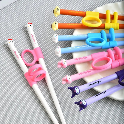 Hello Kitty Chopsticks Sanrio  Kuromi Cinnamoroll Practicing Chopsticks Cartoon  Cute Child Tableware Kitchen Supplies Gift