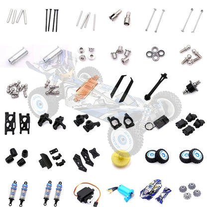 WLtoys 124017 124019 RC Cars Original Spare Parts Swing Arm C Seat Bottom Motor Differential Gearbox Shock Absorbers Tire